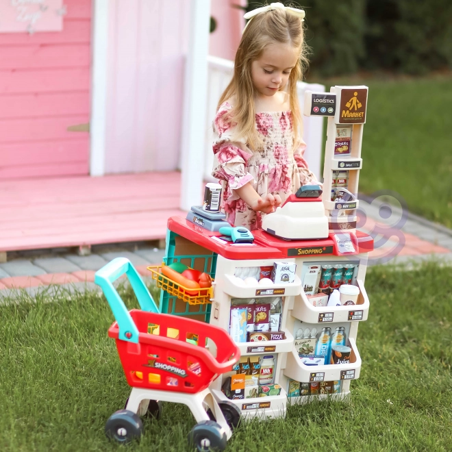 Supermarché avec chariot et scanner