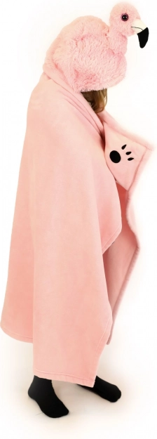 Cozy Noxxiez flamant rose – couverture enfant chaude avec capuche et poches patte