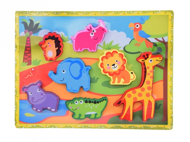 Puzzle en bois safari animaux 7 pièces formes assorties ZA5256