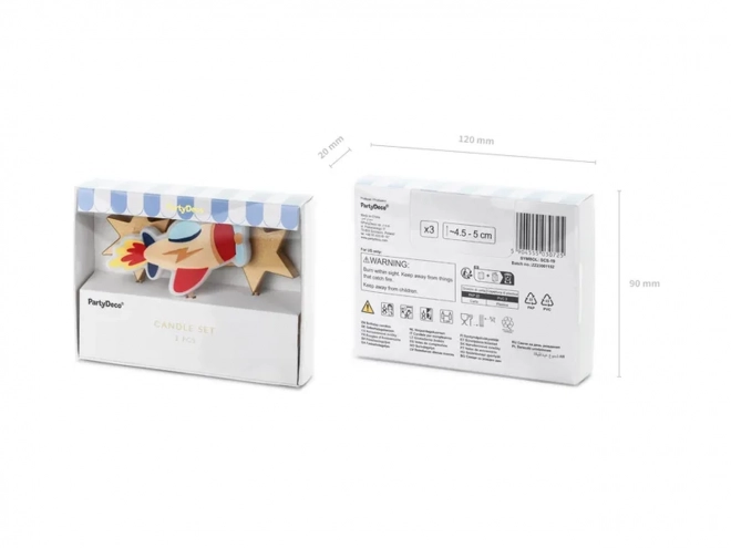 Bougies d'anniversaire Avion 4,5-5cm 3 pcs.