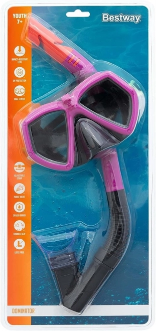 Ensemble de plongée rose avec masque et tuba