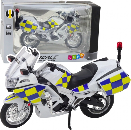 moto de police en métal 1:12 avec lumières et sons, blanche
