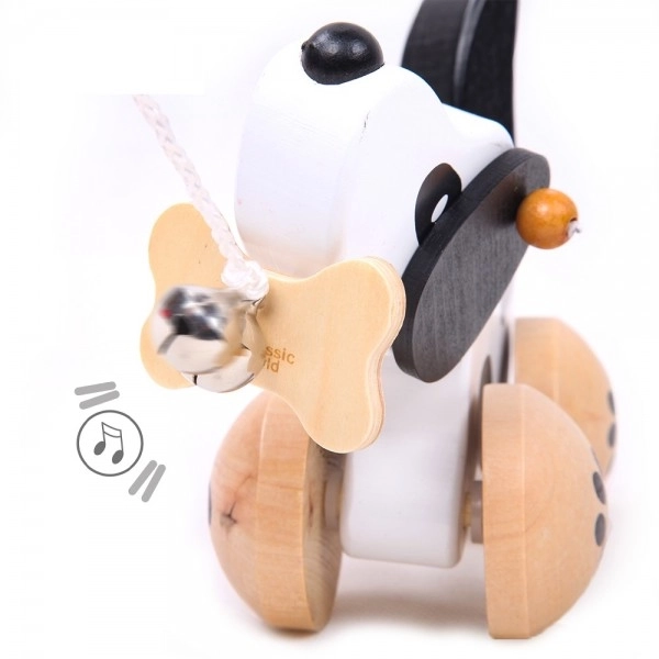 Chien en bois à tirer avec clochette en boîte 22x14x10cm 12m+