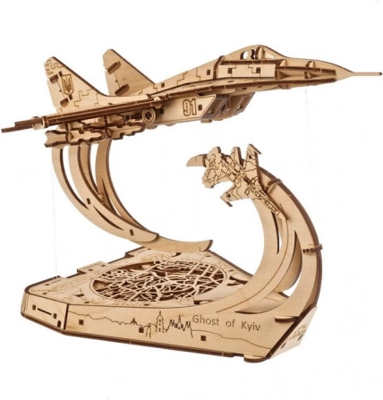 Ugears modèle en bois 3D avion Ghost of Kyiv (MiG‑29) 1:72