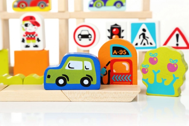 CUBIKA 13913 Transport en ville - jeu de construction en bois 55 pièces