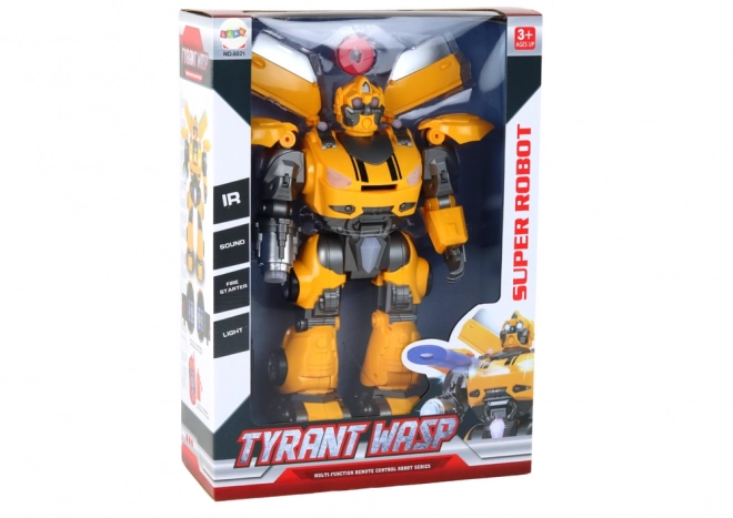 Grand robot télécommandé R/C lumières sonores jaunes
