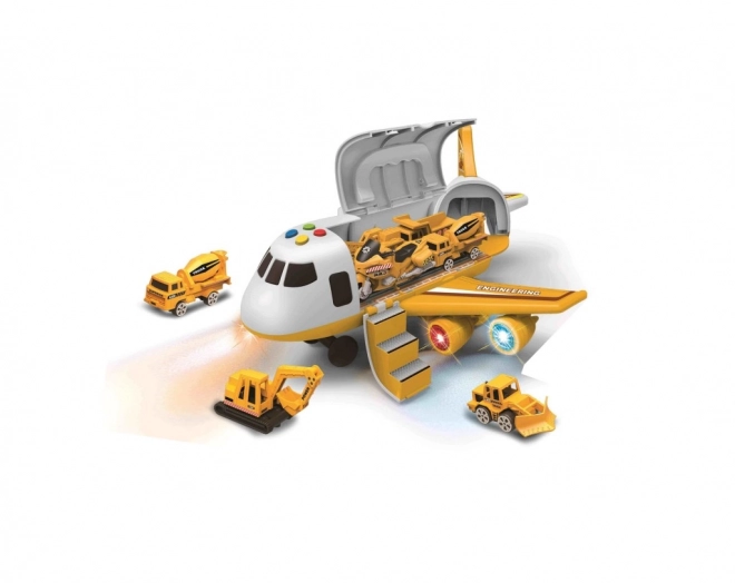 Avion de transport avec espace de chargement + 3 petites voitures 1:64