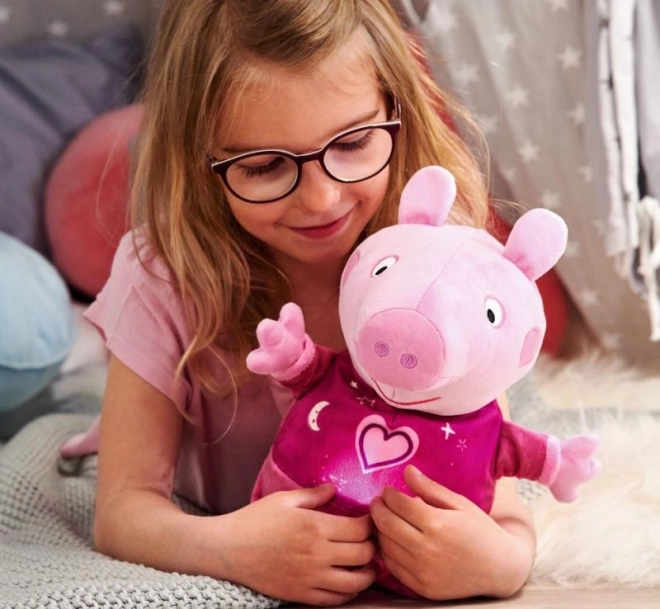 Peppa Pig 2 en 1 peluche doudou, musical + lumineux, rose, 25 cm