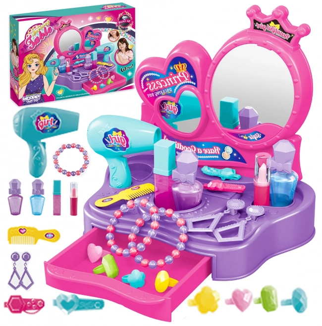 Coiffeuse pour princesses Woopie - Studio de beauté avec 18 accessoires