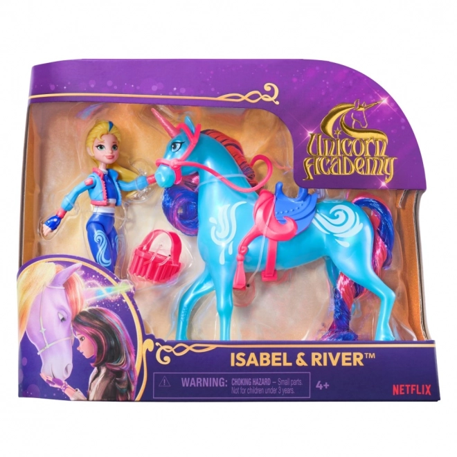 Figurines de l'académie des licornes 11 cm Isabel et Rivière