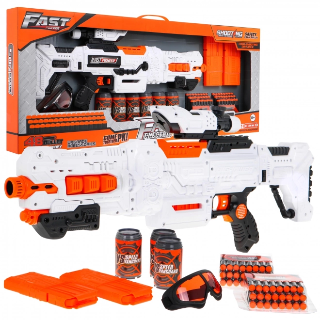 Grand fusil pour enfants 8+ Accessoires + 48 munitions souples Pistolet de jeu Pionnier rapide