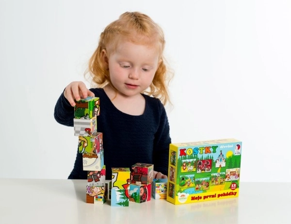 Cubes en bois Mes premiers contes de fées 12 pcs dans une boîte 17x12,5x4cm