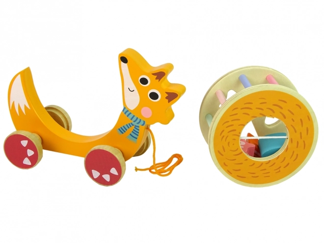 Renard à tirer sur roulettes Trieuse de blocs en bois