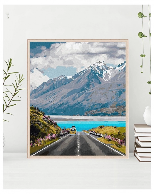 Peinture par numéros Chemin en Montagnes 40x50 Toile + Peintures + Pinceaux