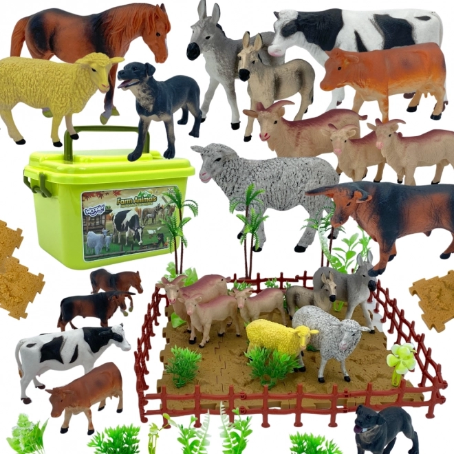 Ensemble de figurines ferme avec valisette 57 pcs
