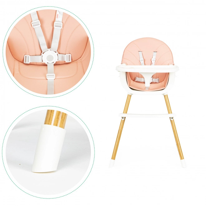 Ecotoys Chaise Haute 2 en 1 Rose