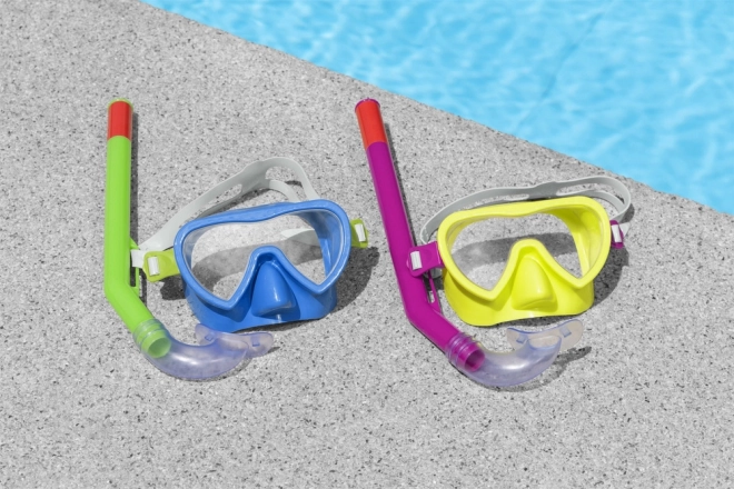 Masque de snorkeling pour enfants avec tuyau jaune et rose Bestway