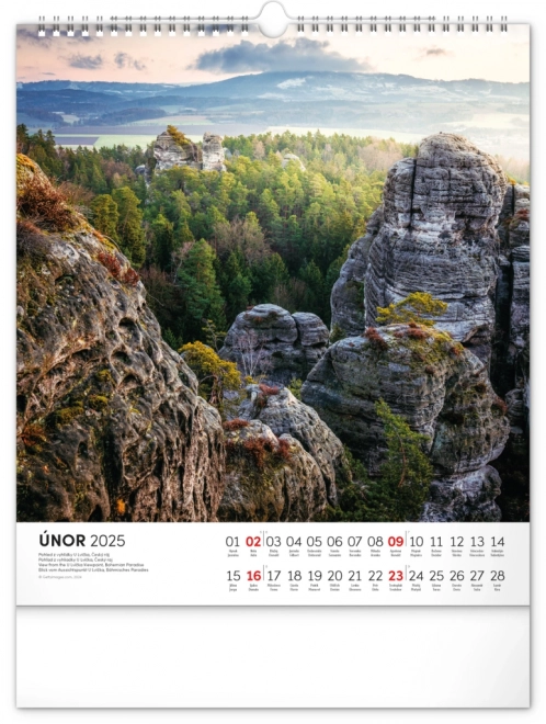 Calendrier mural NOTIQUE Balades dans le paysage tchèque 2025, 30 x 34 cm