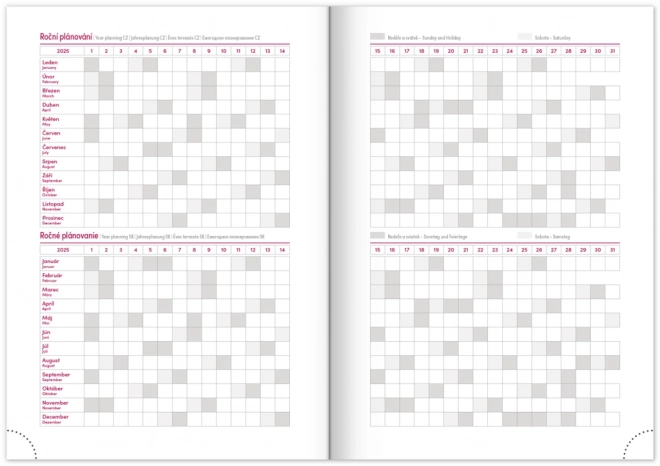 Agenda hebdomadaire Aprint 2025, noir, 15 × 21 cm