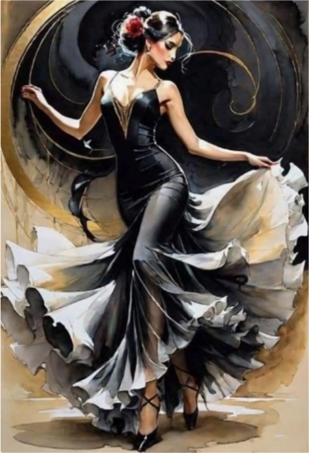 Peinture diamant Tourbillon de flamenco 30 x 40 cm