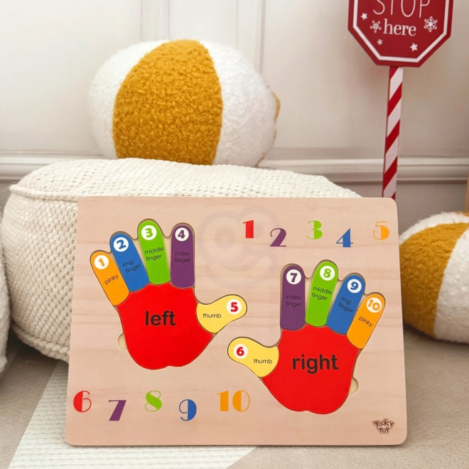 Puzzle éducatif en bois mains et pieds