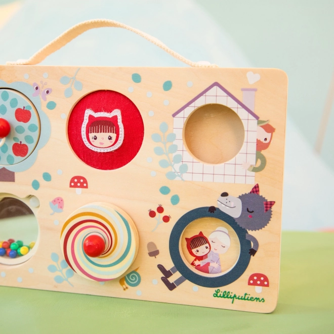Panneau d'activité en bois Petit Chaperon Rouge et loup Ludvík de Lilliputiens