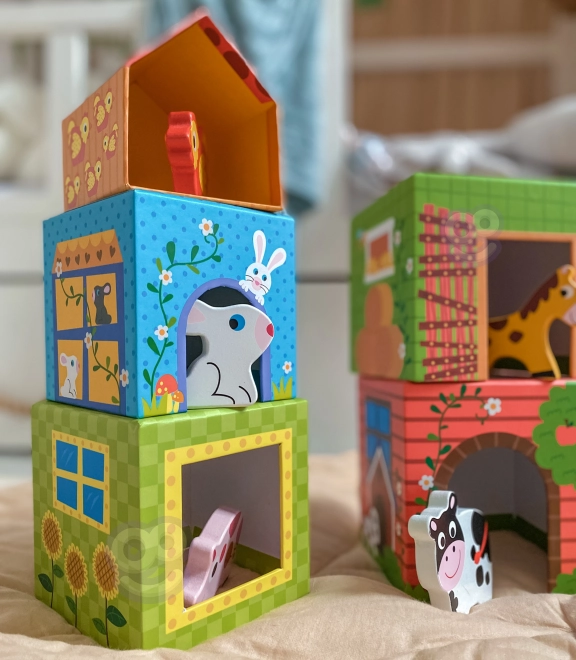 Woopie puzzle de ferme verte avec blocs et figurines