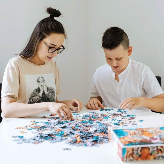 Puzzle TREFL Crazy Shapes attaque du tigre 600 pièces