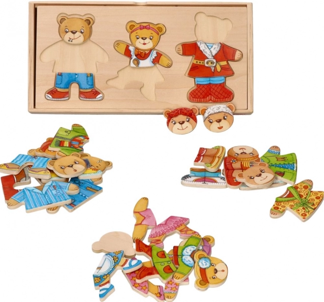 Famille d'Ours à Habiller - Puzzle en Bois