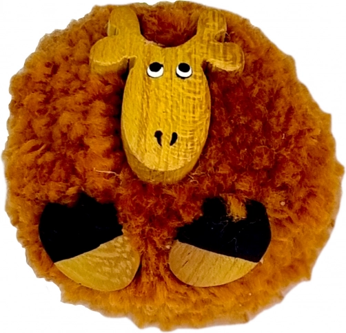 Magnet en bois avec pompon girafe – décoration artisanale