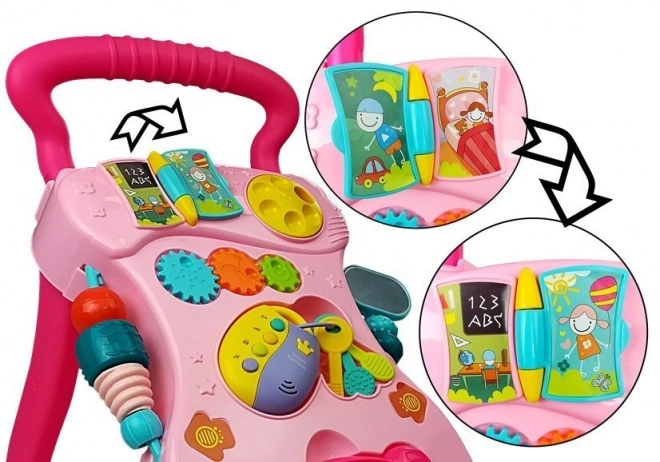 Trotteur pour enfants avec tableau à dessin Rose