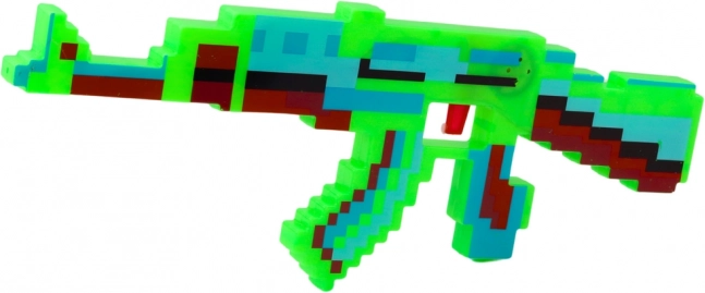 Fusil pixelisé avec effets sonores et lumineux vert 39 cm