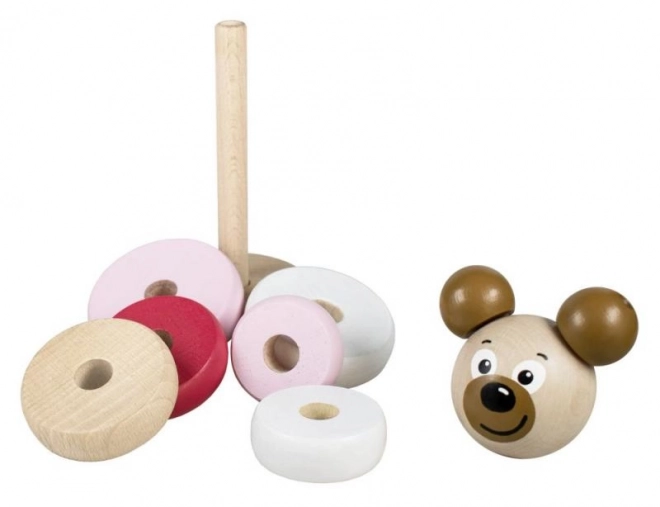 Pyramide en bois tête d’ours rose