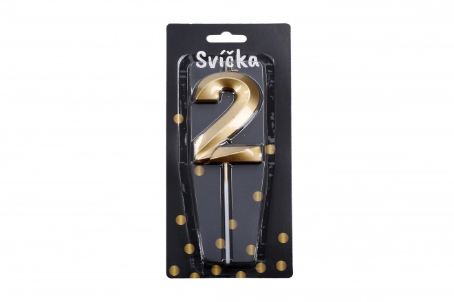 Bougie de fête numéro 2 doré