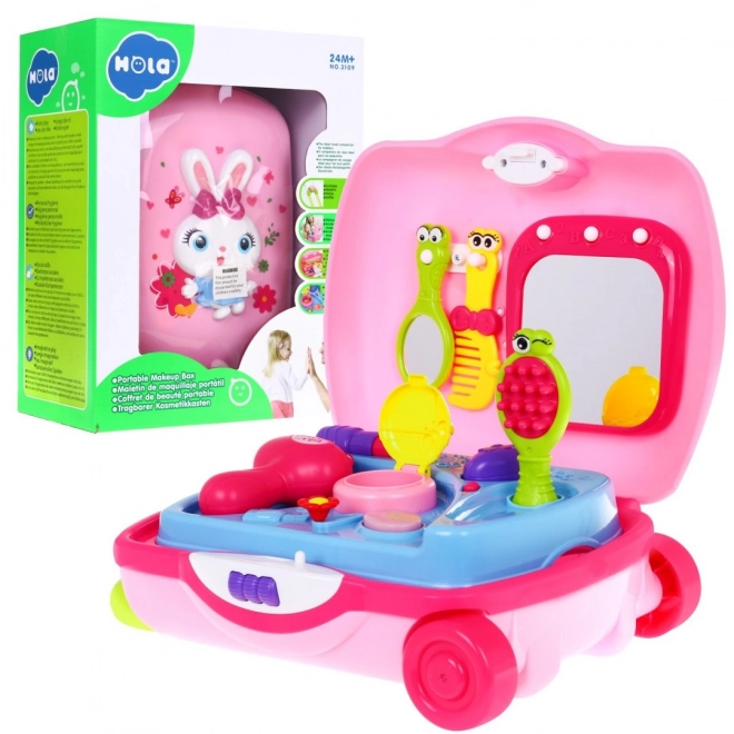 Toilette interactive 2 en 1 valise rose pour filles 2+ Mélodies Lumières + accessoires