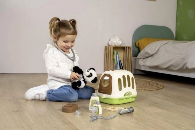 Chariot vétérinaire avec panda et box de transport 2 en 1