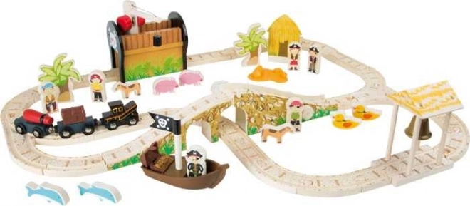 Small Foot Circuit de train en bois pirates