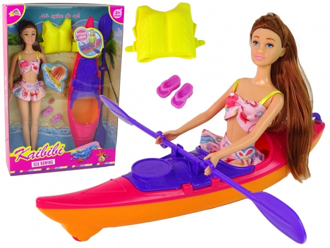 Ensemble de marionnette avec kayak et accessoires - Rose