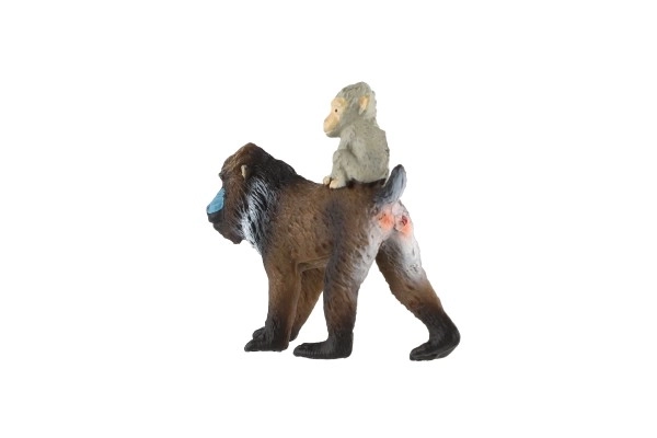 Mandrill femelle avec son petit en plastique 6cm en sachet