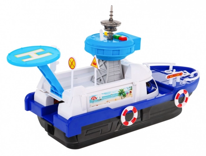 Bateau de police interactif 2 en 1 avec espace de rangement et lumières et sons