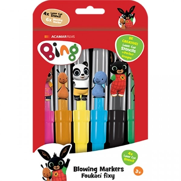 Feutres soufflants Lapin Bing 6 pcs avec pochoirs