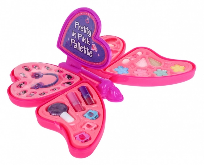Coffret cosmétique Pink Butterfly pour enfants 5+ Maquillage + accessoires pour cheveux et ongles