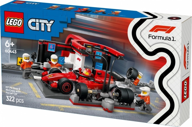 LEGO City 60443 Arrêt aux stands F1 avec mécaniciens et voiture Ferrari
