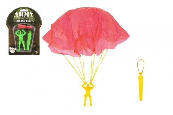 Figurine parachutiste avec parachute volant 9cm 2 couleurs sur carte