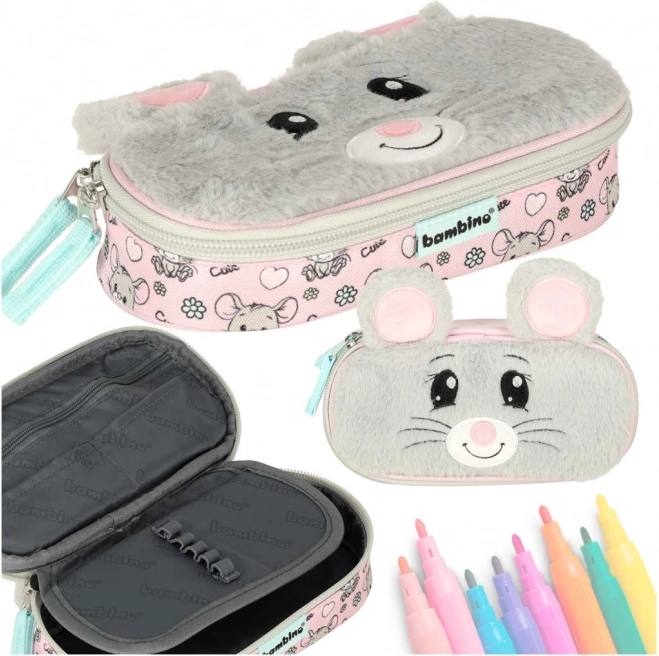 Trousse scolaire souris, pochette à une seule compartiment