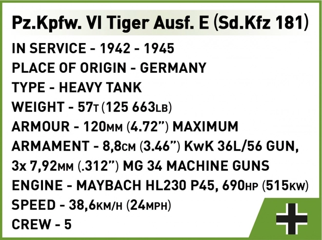 Modèle de char Tiger I de 870 pièces