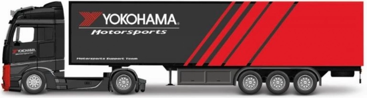 Camion avec remorque Bburago 1:43 MB Actros Gigaspace Firestone