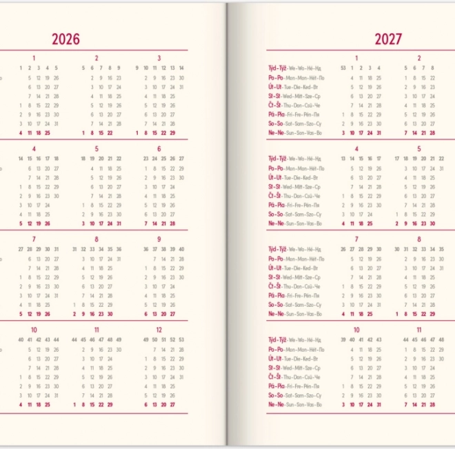 Agenda hebdomadaire Notique Rivoli bleu clair 2026