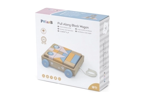 VIGA PolarB chariot en bois à tirer avec blocs 21 pcs