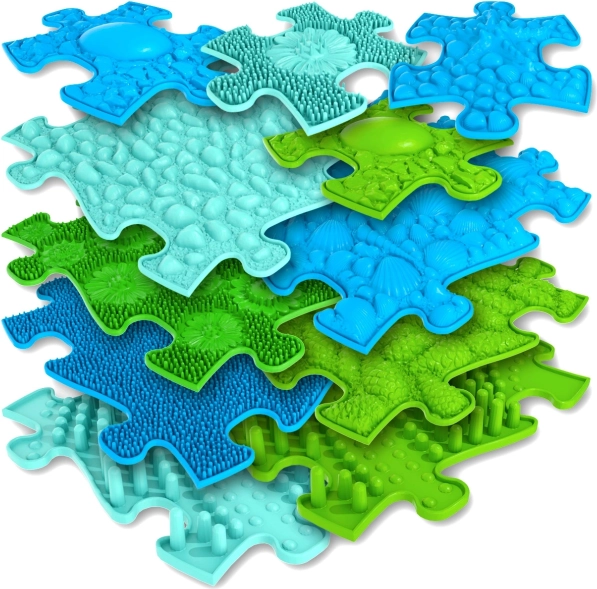 Tapis orthopédique sensoriel Woopie bleu/vert
